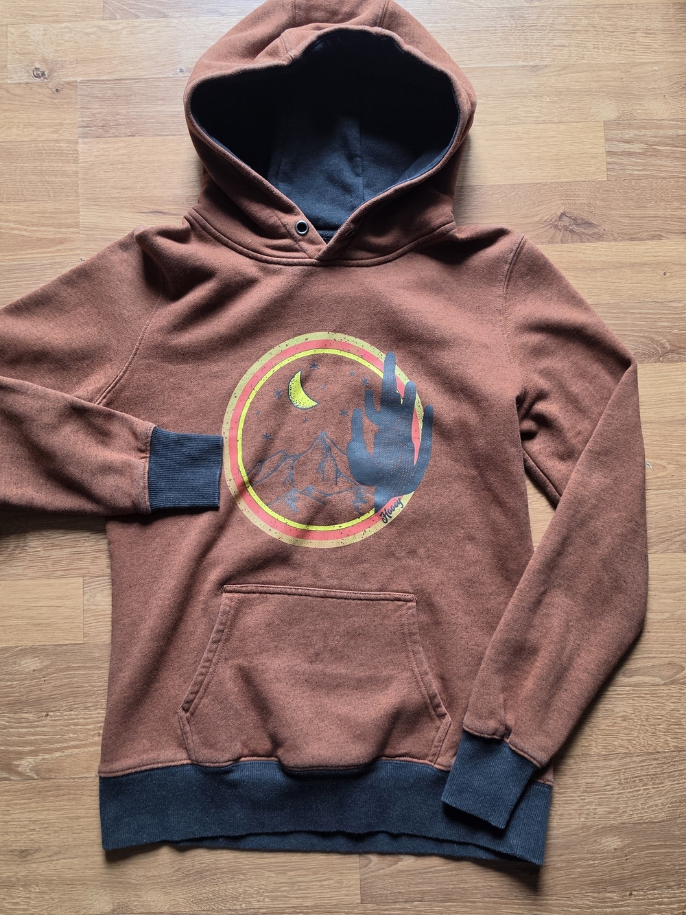 Hooey Rust Hoodie with Moon & Mountain Graphic